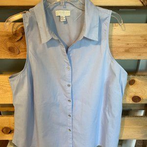 Forever 21 button front chambray blue top 2X